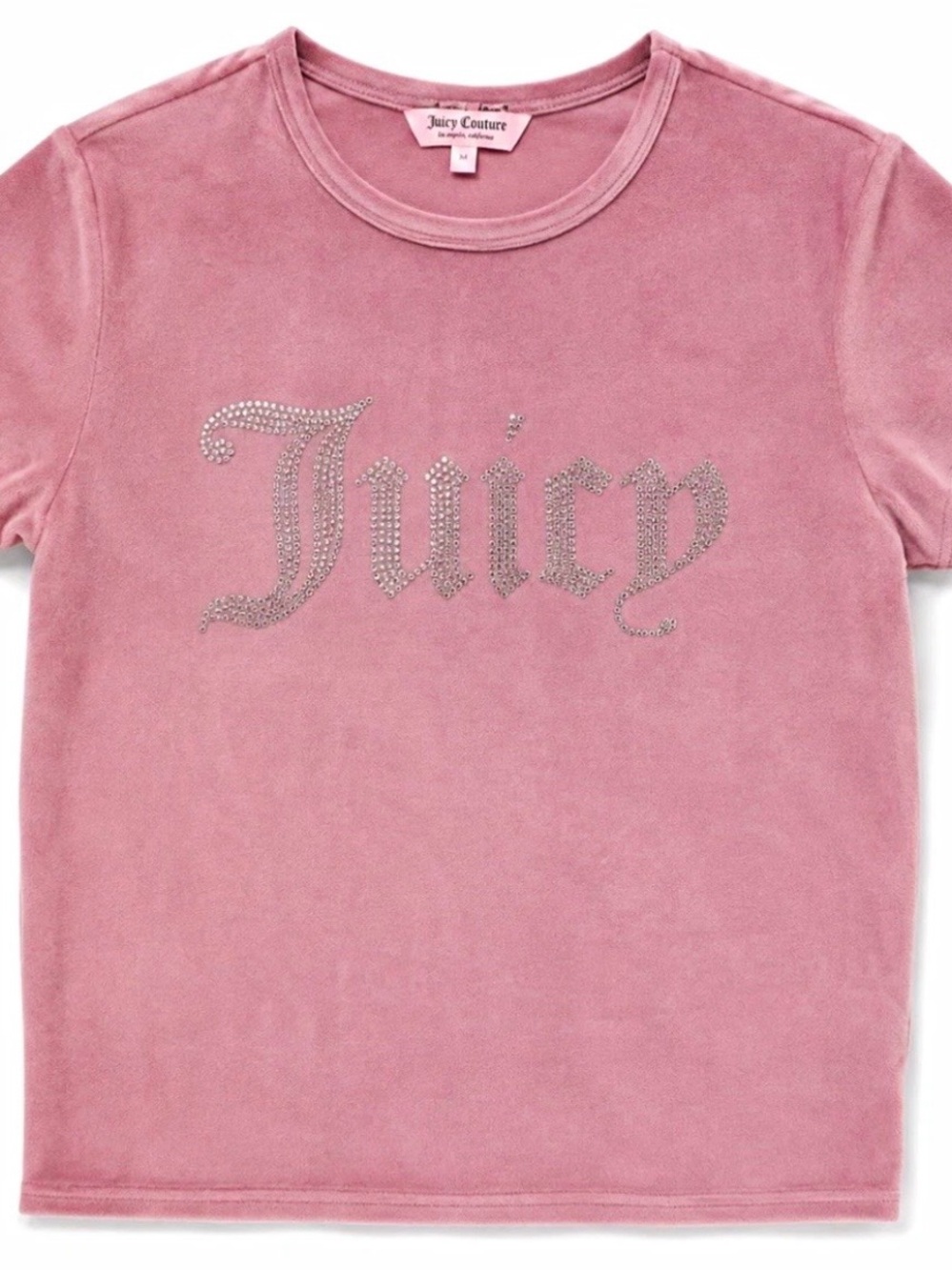 Juicy S Couture Pink Rhinestone Logo Short Sleeve Tee